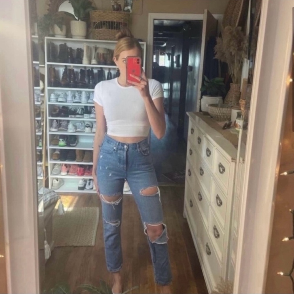 Forever 21 high waisted distressed jeans